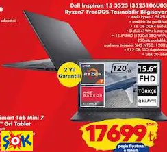 DELL INSPİRON 15 3525 I3525106U03  RYZEN7 FREEDOS TAŞINABİLİR/DİZÜSTÜ LAPTOP BİLGİSAYAR